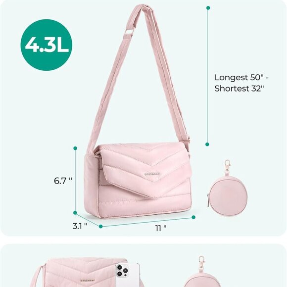 Crossbody Bags for Women, Quilted Puffer Shoulder Bag, Handbag Small Purses for - Picture 4 of 6